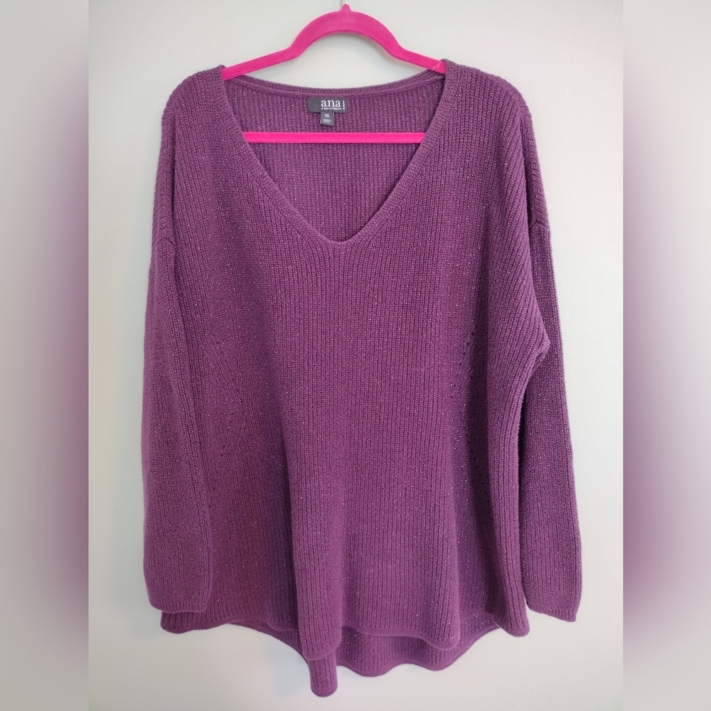 A.N.A Woman's 2X Purple Knit Sweater
